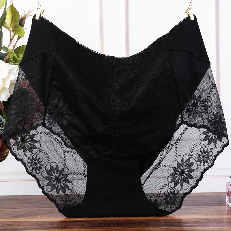 

Large Size High Waist Panties For Women Underwear Ladies Big Size Briefs Seamless Plus Size Jacquard Sexy Lace Panties Female
