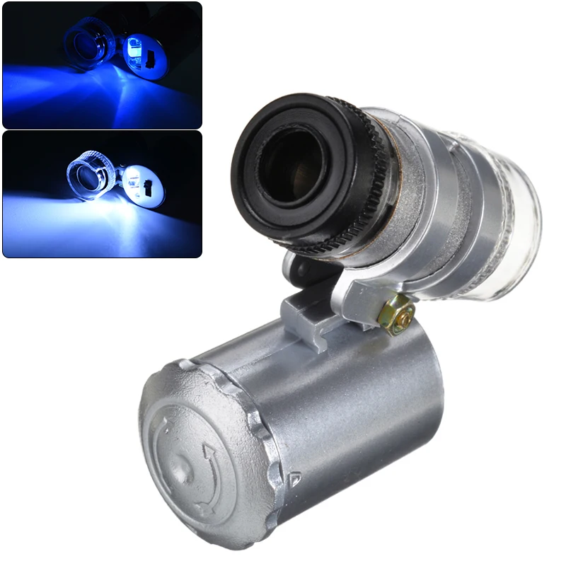 60x Лупа со светодиодный ными УФ-лампами ювелирные лупы инструмент аксессуары для