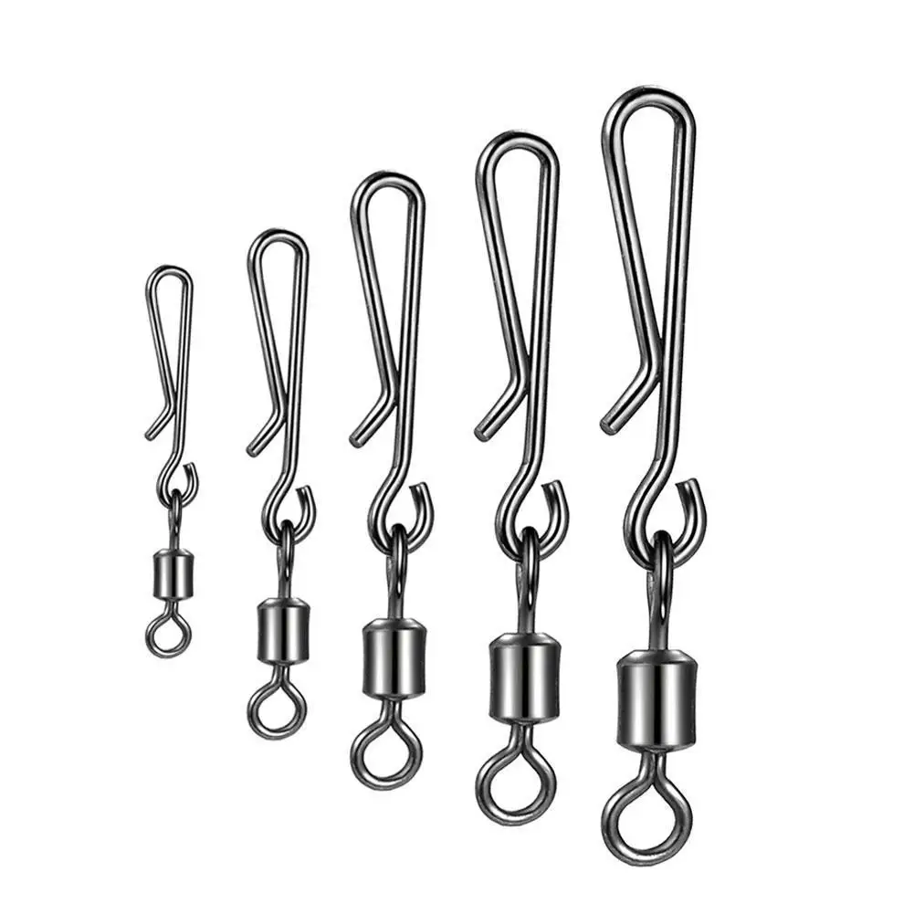 

50pcs/pack Fishing Accessories Connector Pin Bearing Rolling Swivel Steel Snap Fishhook Lure Swivels Tackle