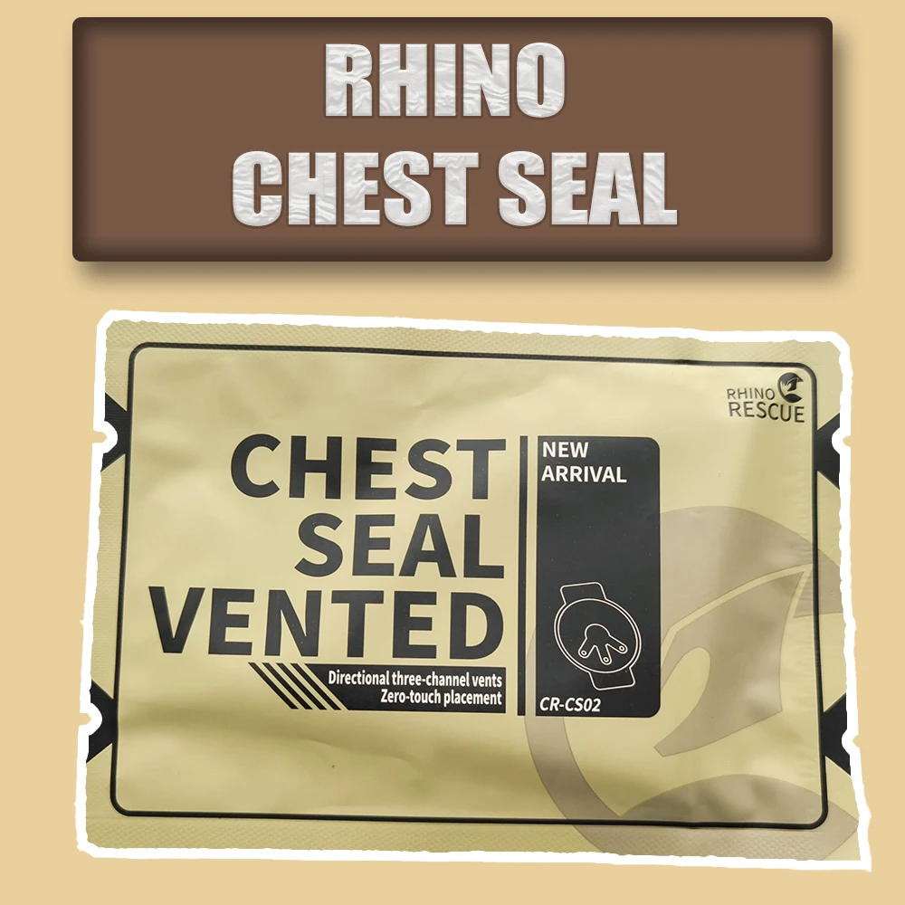 

RHINO Chest Seal medical chest seal vented 3 holes two handles Prevent puncture wounds Pneumothorax Emergency first aid