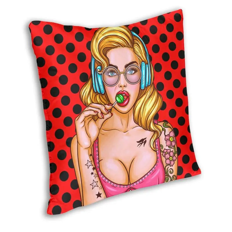 Поп-арт сексуальная девушка отстой леденец наволочки из полиэстера украшение