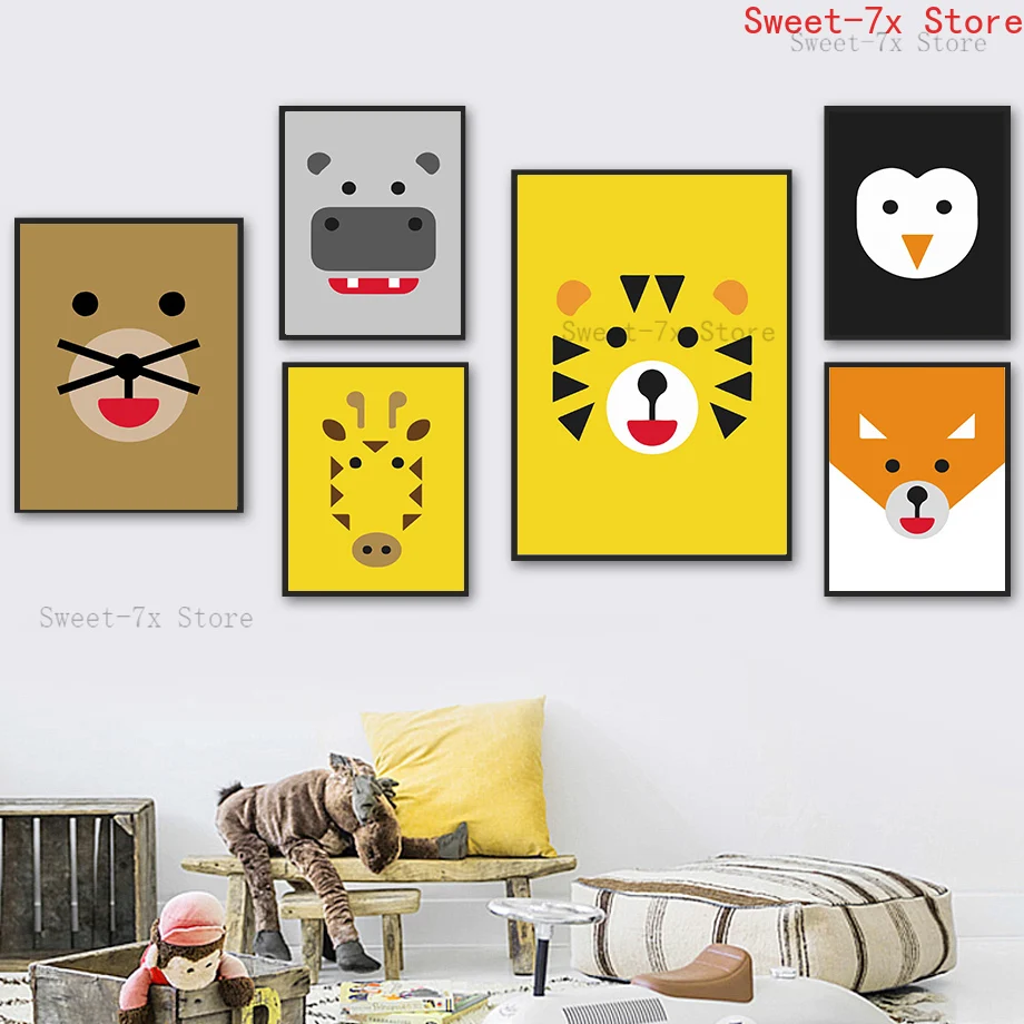 

Картина на холсте в скандинавском стиле с изображением Льва жирафа