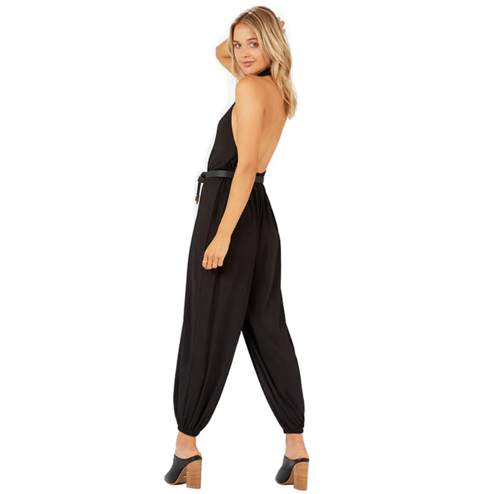

ZOTTSOZ Playsuit Women's 2021 Solid Color Sexy Halter Casual Fashion Jumpsuit Trousers Summer Sleeveless Backless Rompers Pants
