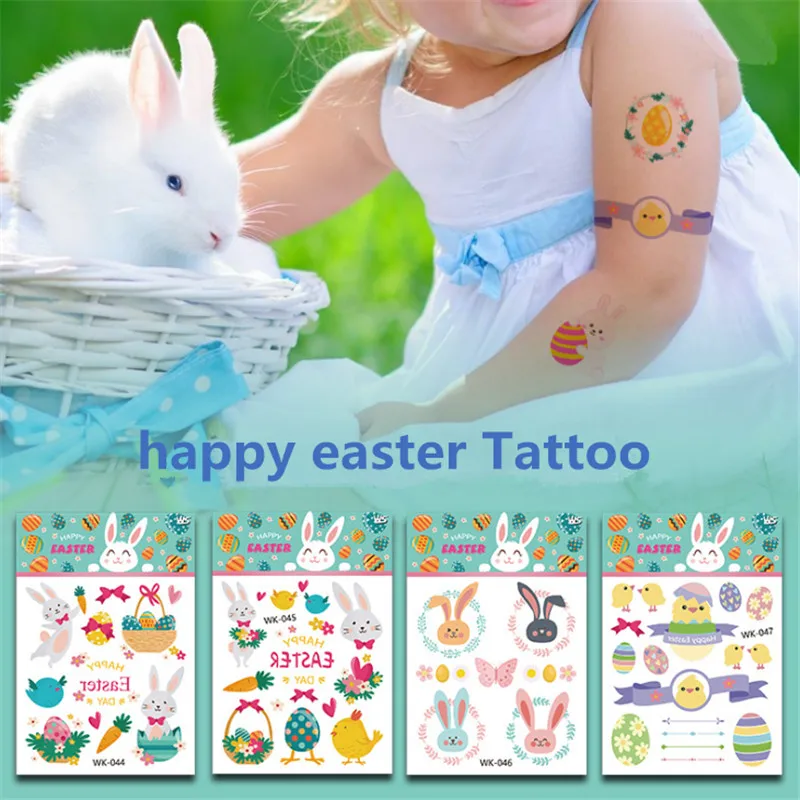 10 шт. счастливые пасхальные татуировки наклейки для детей игрушки яйцо Кролик