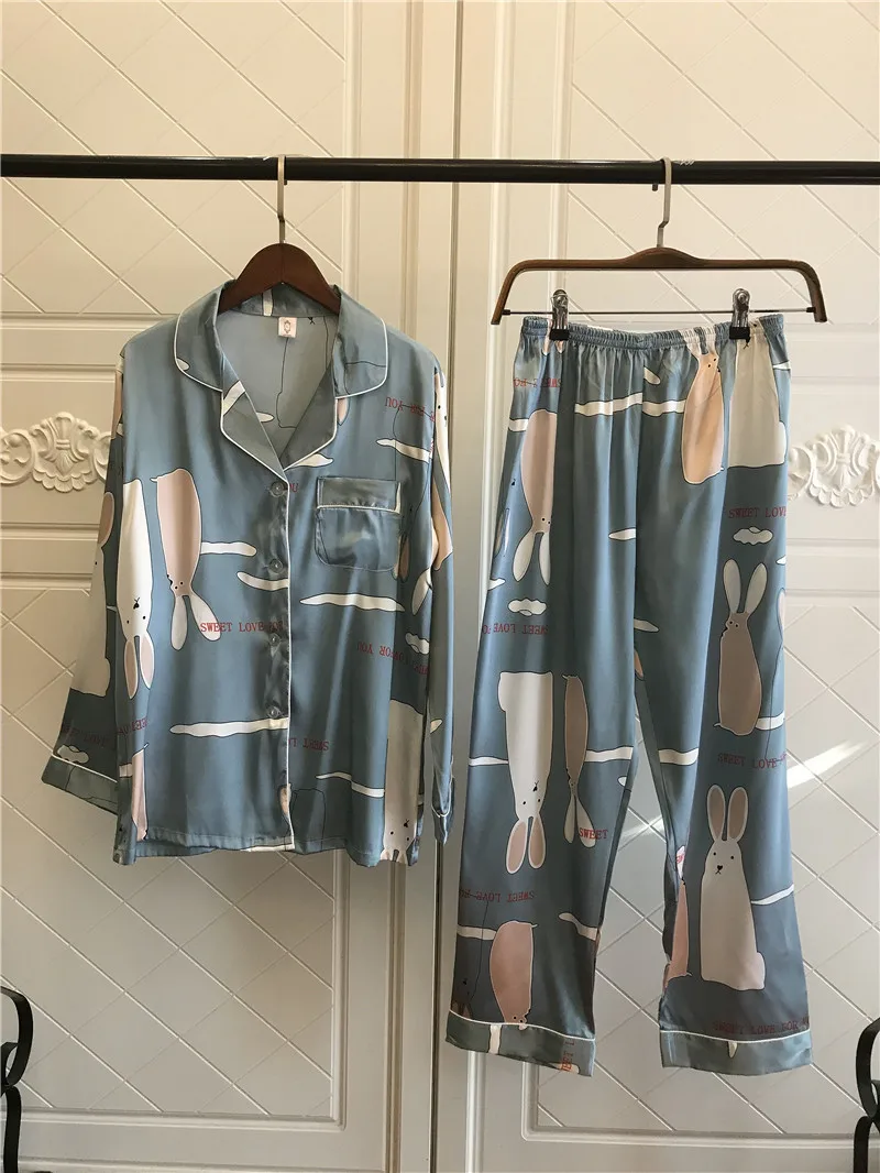 Сатиновая пижама с принтом в виде пятен 2 шт./партия для женщин отложным