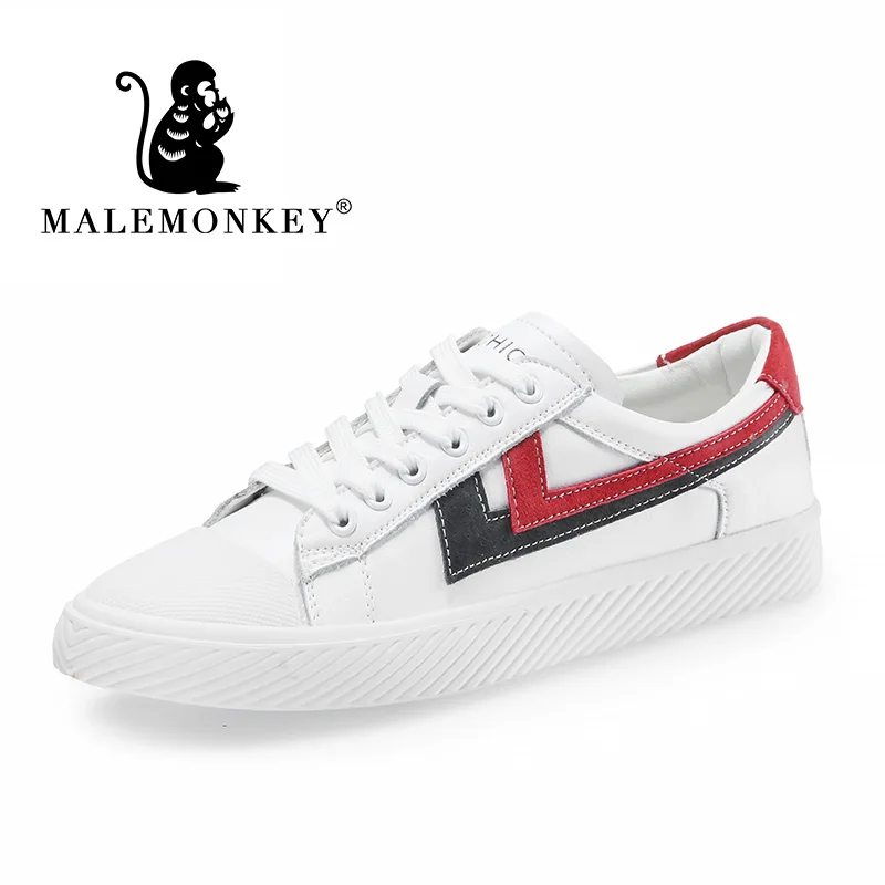 

Women Shoes Casual Flats Lace-Up Fashion Female Spring and Autumn Shoes White Sneakers Genuine Leather 2020