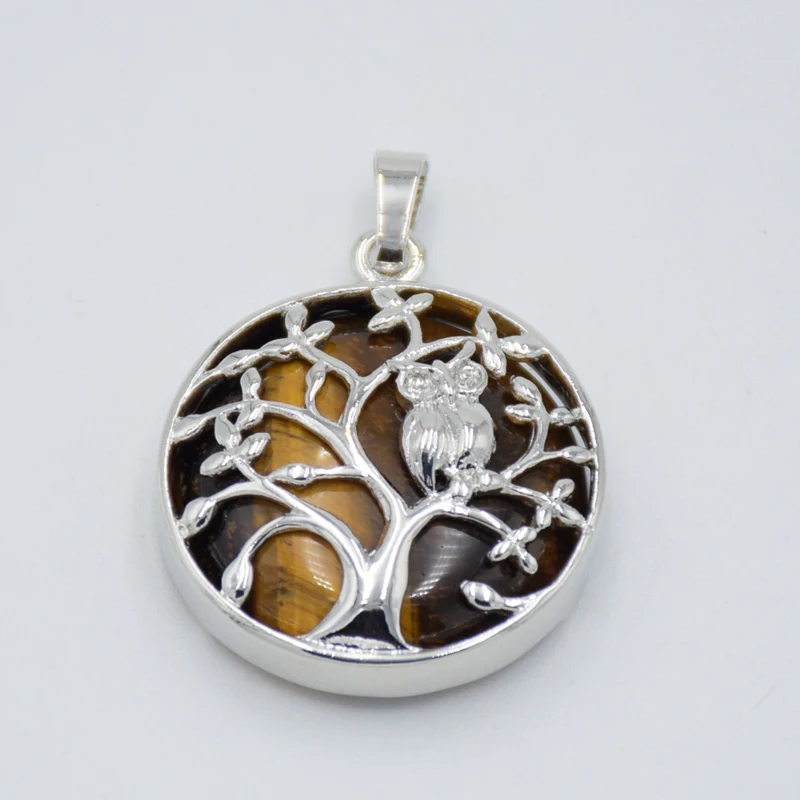 Натуральный камень плоская бусина Сова деревья хрустальные бусины подвески для