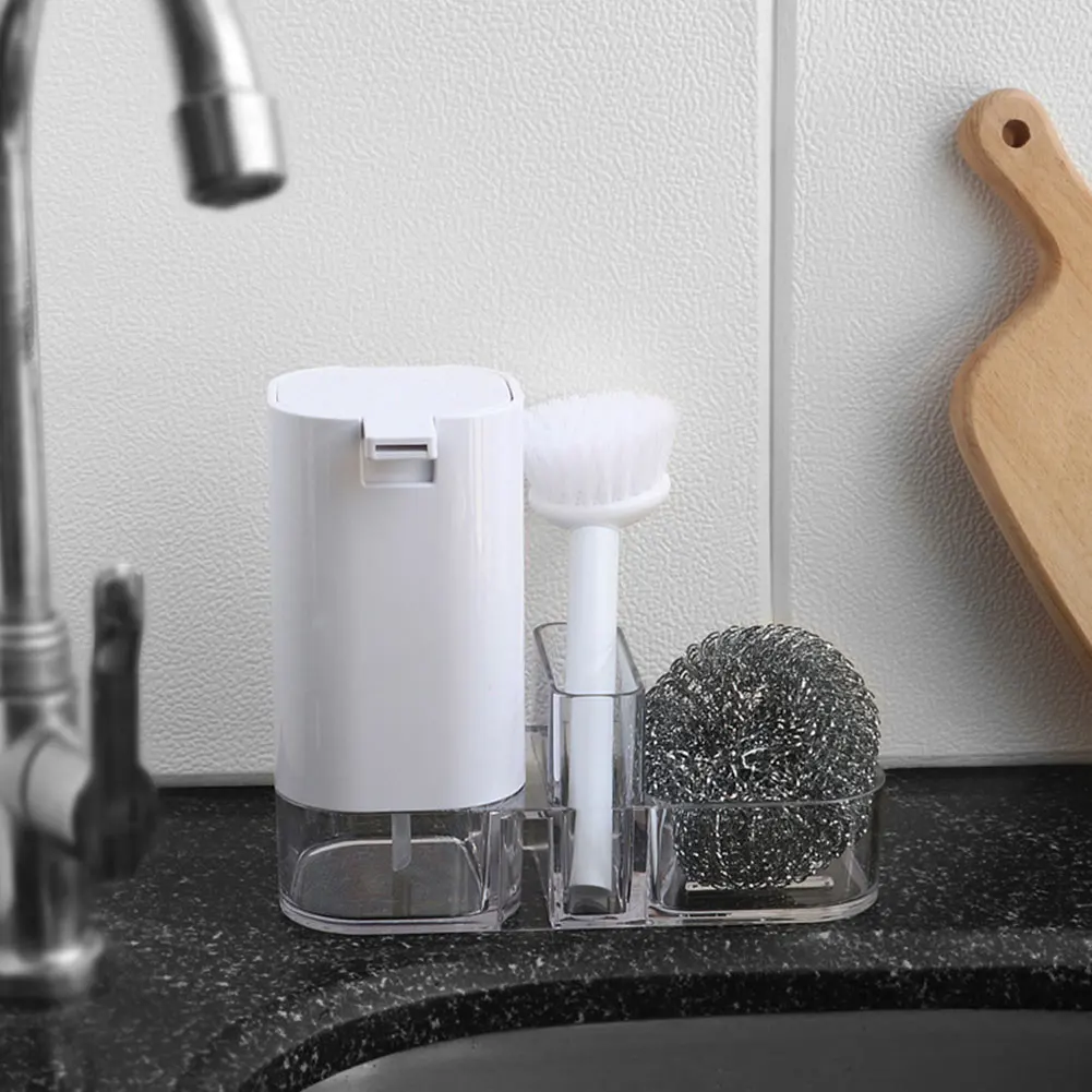 

3Pcs/Set Kitchen Cleaning Pot Brush Steel Wire Ball Detergent Bottle Dish Washing Tool Kit Kitchen Cleaning Pot Brush Set Steel