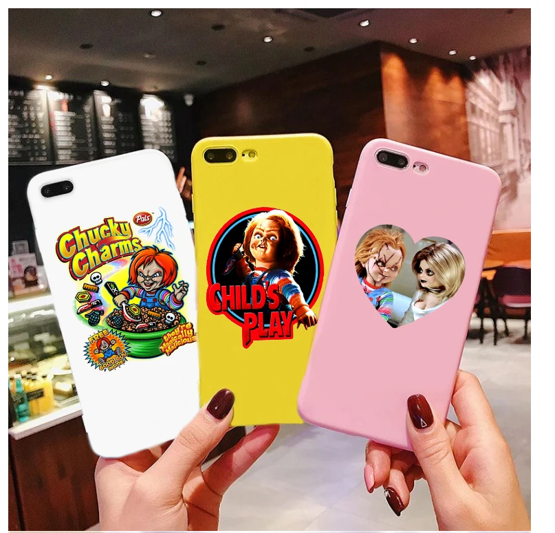 

Charles Lee Ray Chucky Doll Hot Sale Designer Candy Color TPU Case phone For iphone 12ProMax X 7 XS XR 11 11Pro 11ProMax Cover