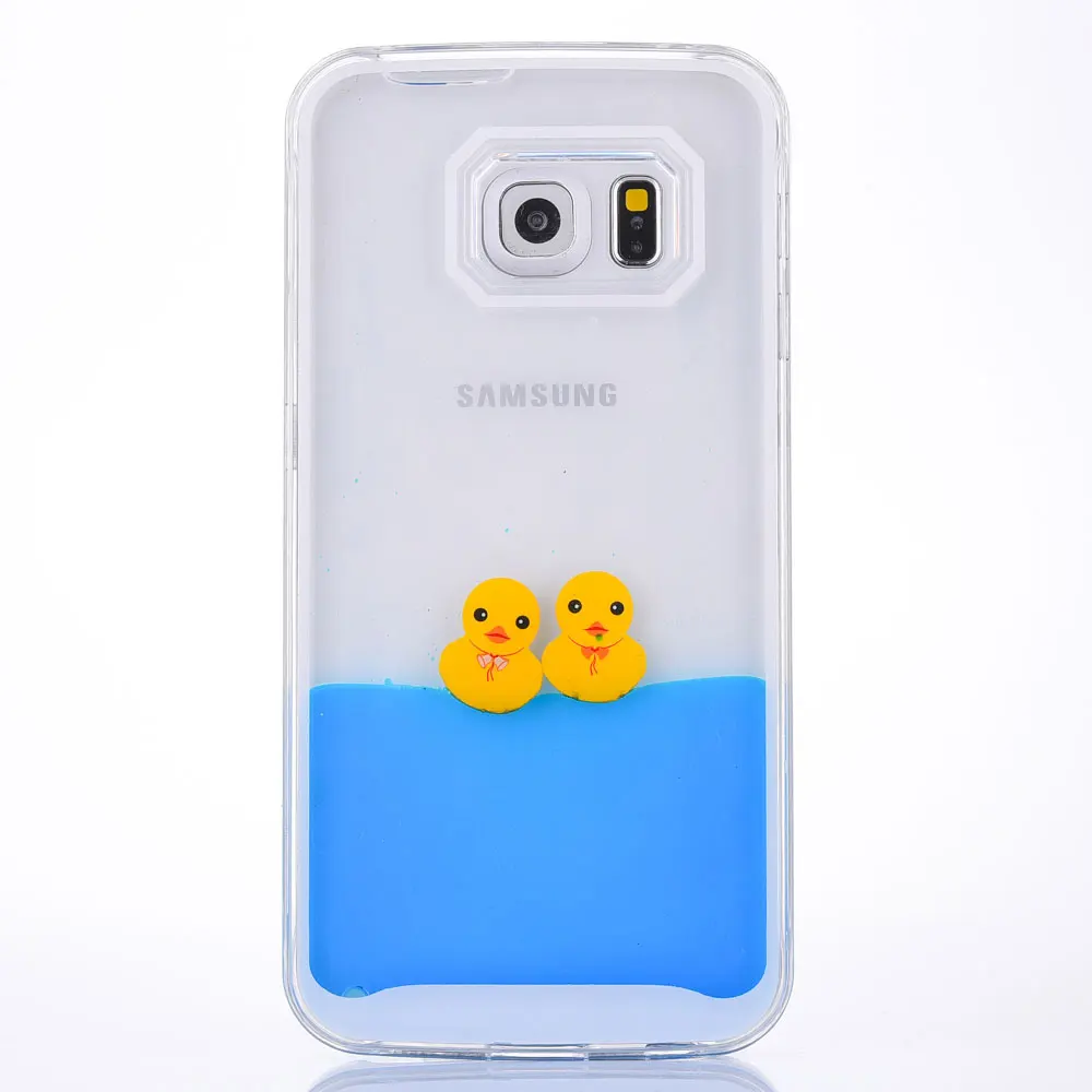 FQYANG прекрасный Дак динамический Жидкий чехол для телефона для samsung S6EDGE S5 течет желтая утка жидкость задняя крышка для samsung NOTE4 чехол - Цвет: Blue
