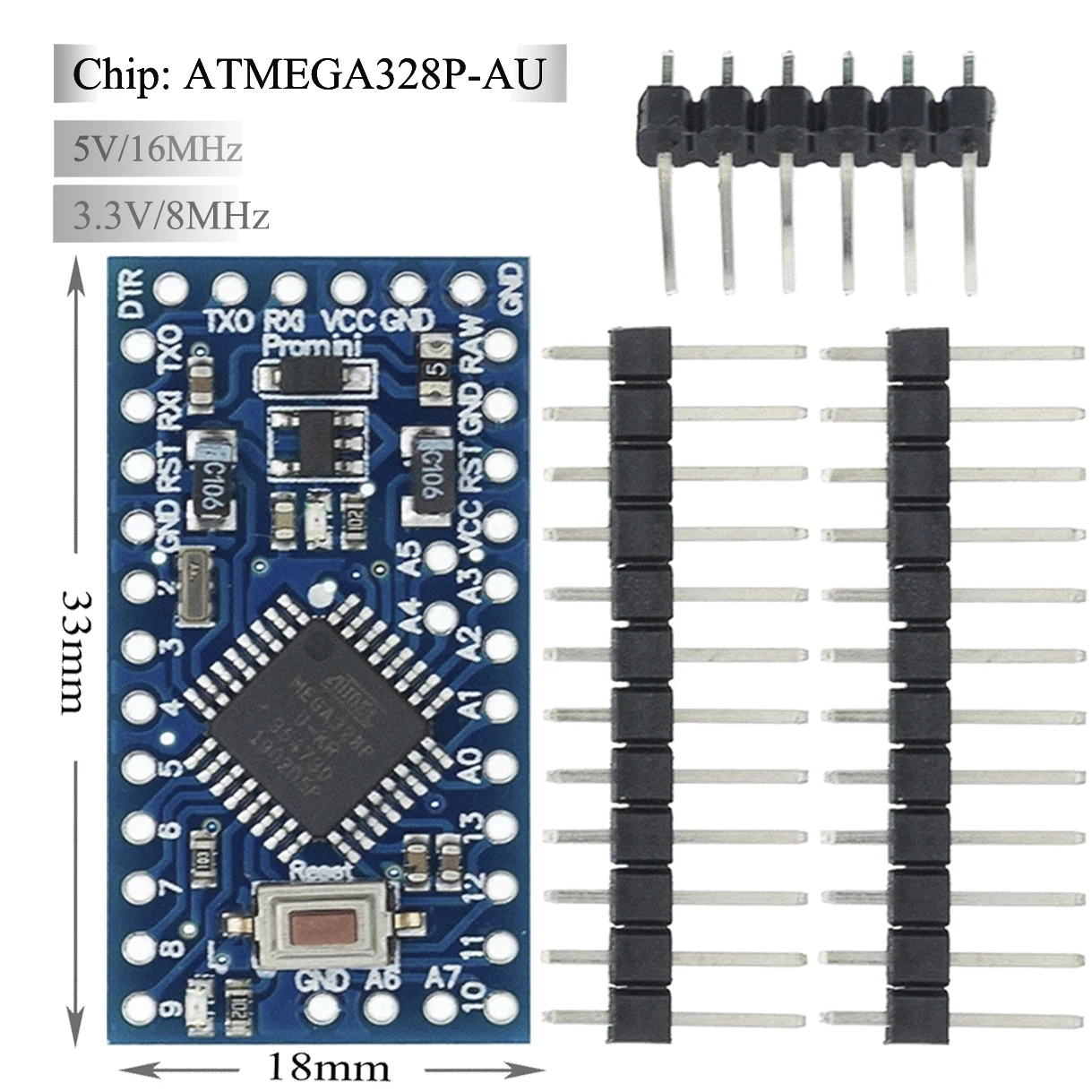 Купи 10 шт./лот Pro MINI 5 V/16 МГц ATMEGA328 ATMEGA328P 5 V 16 M для Arduino 3, 3 V/8 МГц синий версия за 1,737 рублей в магазине AliExpress