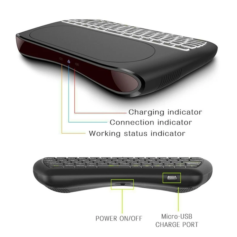 D8 Pro Bluetooth 2 4G Беспроводная клавиатура 7 цветов подсветка Английский Русский гриф