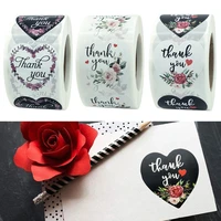 flower love thank you paper sticker label 500pcsroll 3 8cm gift business decoration stationery sticker