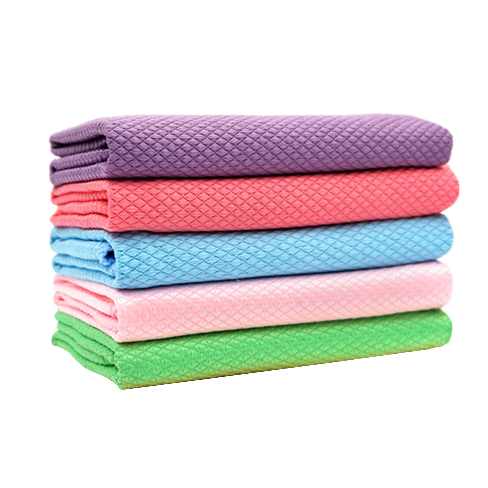 

5/10pcs Wave Pattern Fish Scale Cloth Rag 30x40cm Water Absorbable Glass Kitchen Cleaning Cloth Wipes Table Window Housework