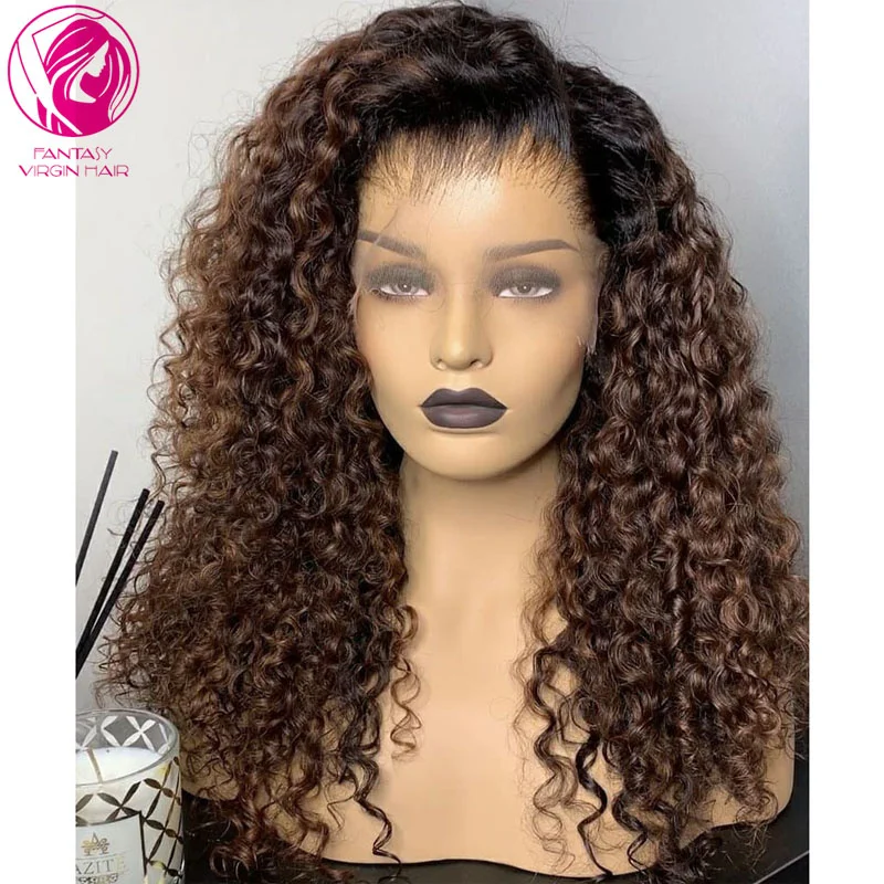 

Brown Color 13x4/13x6 Lace Front Wig Loose Curly Human Hair Frontal Wigs Ombre Remy Hair Preplucked 150% 180% Glueless Front Wig