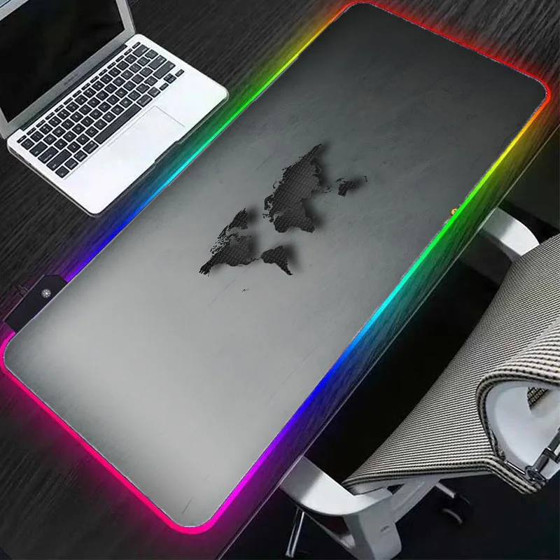 

XGZ XXLRGB World Map Large Gaming Mouse Pad Locking Edge Keyboard Table Mat, Mouse Pad 2020 for Laptop Players