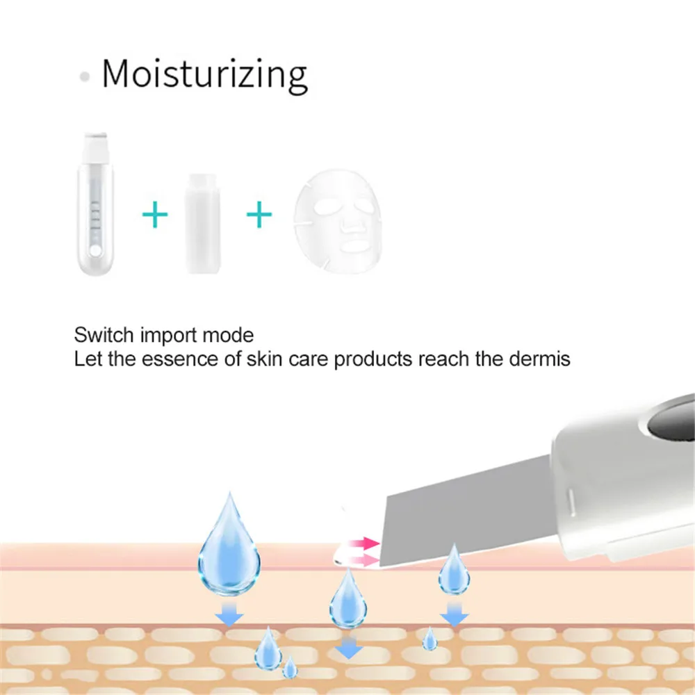 Ультразвуковой ионный скруббер массажер для лица глубокое очищение Ион импорт