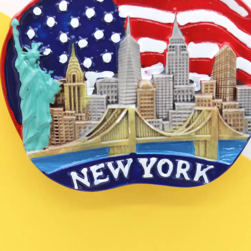 Магнит на холодильник США Нью Йорк сувенир яблоко зеленые деликатные