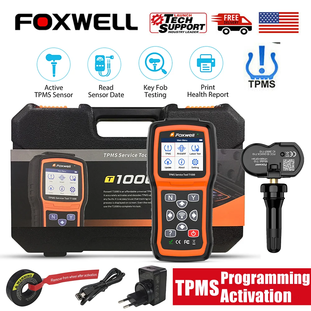 FOXWELL T1000 контроль давления в шинах OBD2 датчики шин активировать Программирование диагностический инструмент TPMS программист бесплатное обновление - изображение