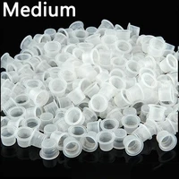 100pcs small medium large clear white plastic tattoo ink cups holder supplies clear holder container cap tattoo accessory