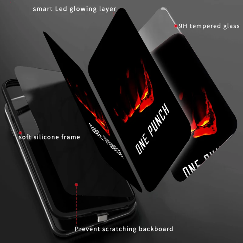 Для iPhone 11 Pro Чехол Smart Led Glow чехол для Max Funda Жесткий Силиконовый TPU с рисунком стекло