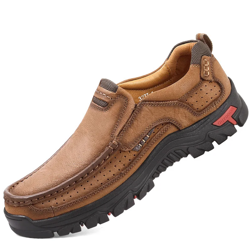 2020 New Spring Hight Quality Genuine Leather Shoes Casual Footwear Wear-resisting Sneakers Middle-aged Mens Autumn |