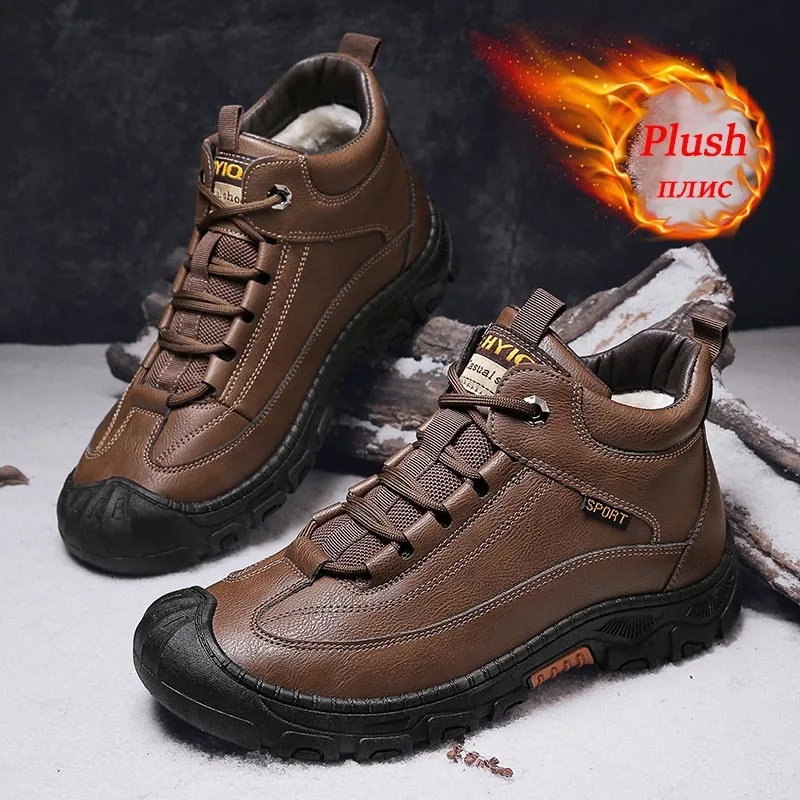 

MILIKUYOU Мужская зимняя обувь мужские зимние ботинки водонепроницаемые ботинки мужские сохраняющие тепло черные кожаные кроссовки мужские ро...