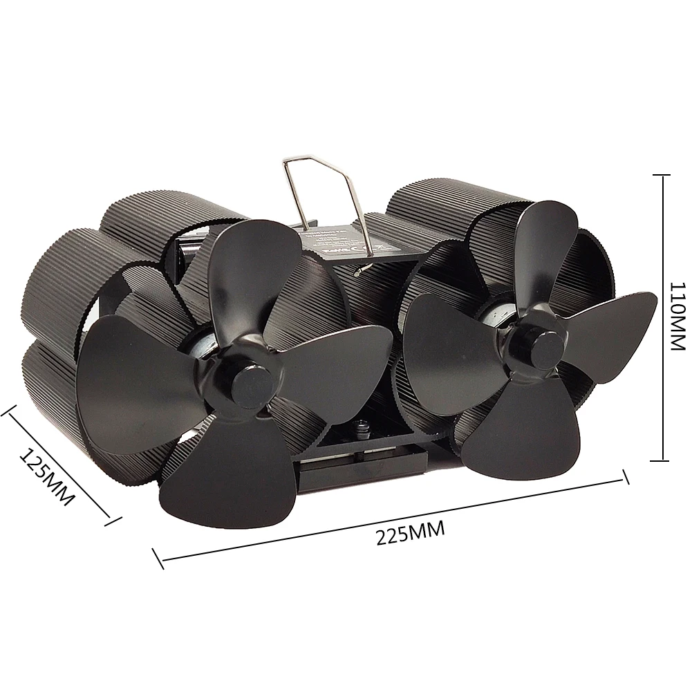 

8-Blade Twin Motor Double Heat Powered Wood Stove Fan Quiet Fireplace Stove Eco Fan For Wood Log Burner Fireplace