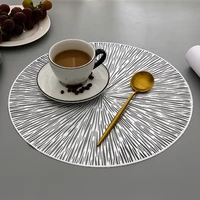 1pc round hollow pvc placemats for kitchen dinning insulation pads coffee coaster pad hotel restaurant home decor table mat
