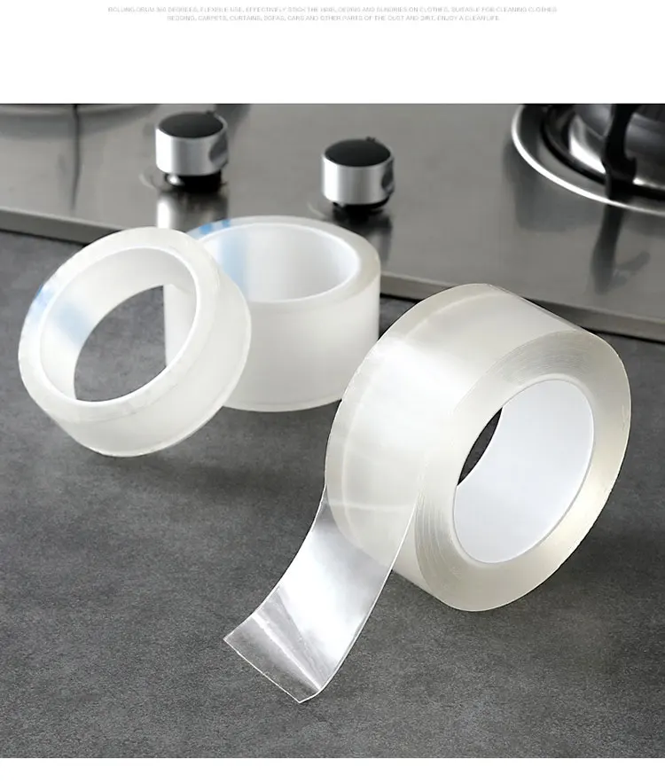 

Double Sided Nano Tape Traceless Reusable Waterproof Adhesive Sticker Glue Gadget Kitchen Accessories Car Seam Transparent Tapes