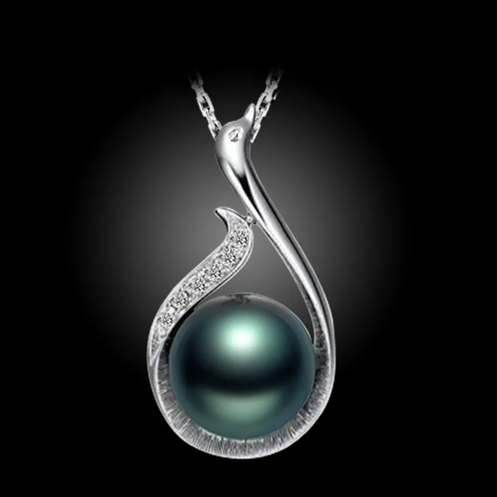 

Women Necklace Black Pearl Zircon Gemstone Pendant Jewelry Accessories for Wedding Engagement