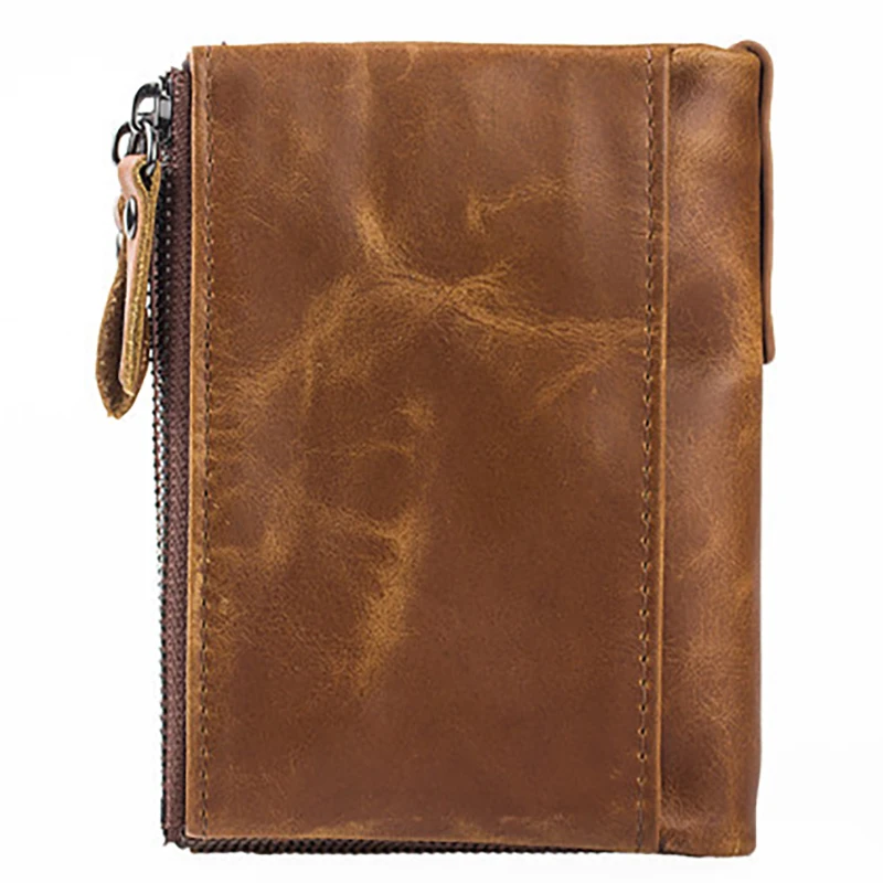 Кожаные мужские кошельки короткие кредитницы визитницы двойная молния кошелек |