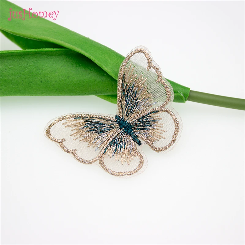 30 шт. шикарная вышивка из органзы с аппликацией в виде бабочек тканевые бабочки