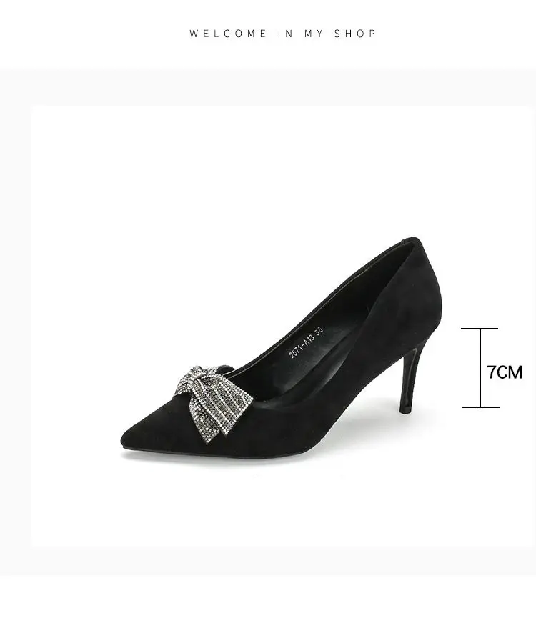 Туфли-лодочки женские замшевые Роскошные заостренный носок каблук 6 см офисная