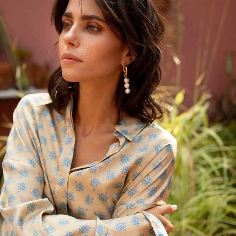 

Asymmetric Natural Freshwater Pearl Hanging Earrings Double Circle Dangle Earrings French Unusual French Drop Earrings