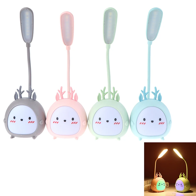 

LED Table Lamp USB Rechargeable Desk Lamp Two-speed Dimming Cute Cartoon Dormitory Lights