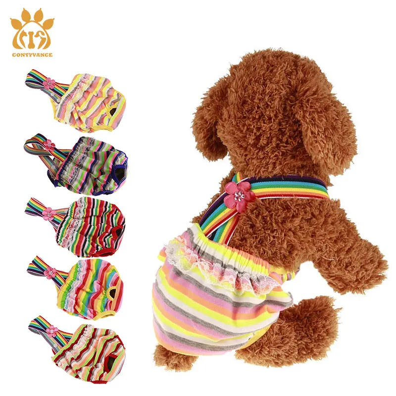 

Dog Physiological Pants XS-XL Diaper Sanitary Washable Female Dog Panties Menstruation Underwear Briefs Rainbow Jumpsuit For Dog