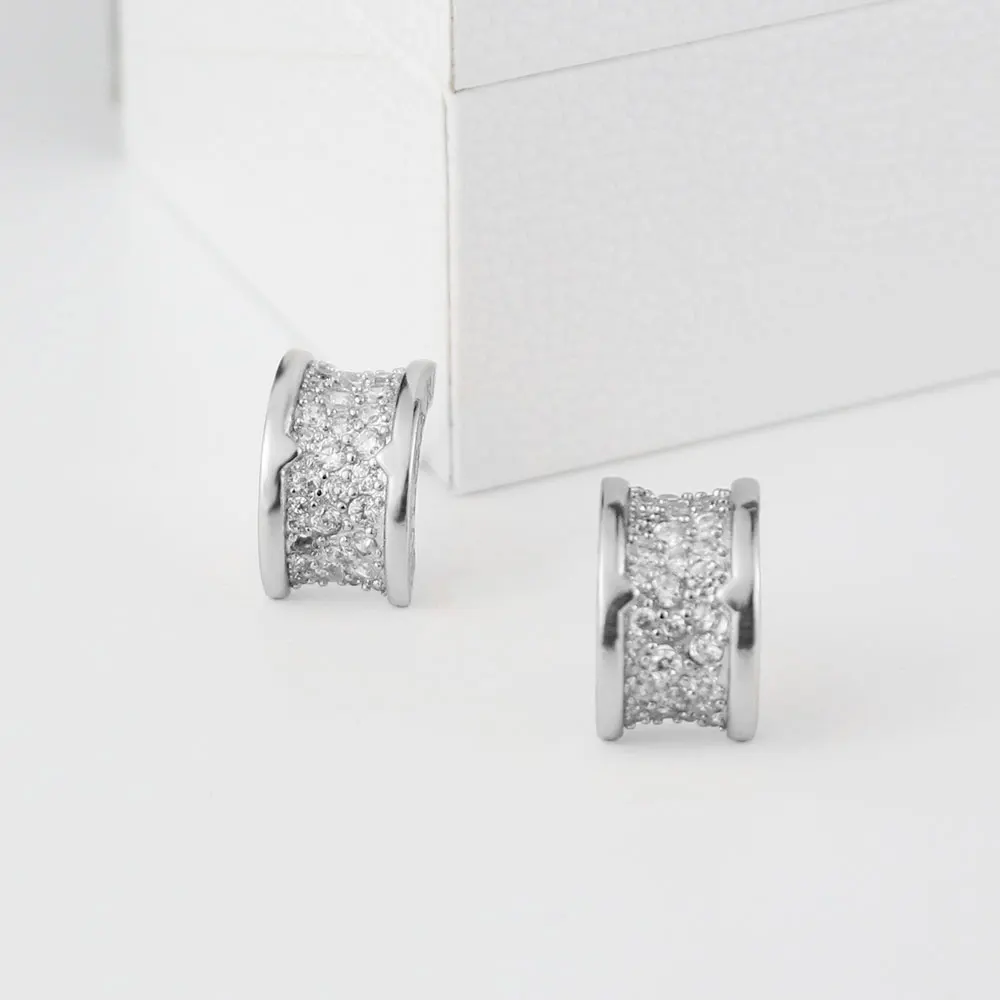 

KT Jewelry Luxury Stud Earrings High Quality 1:1 LOGO Roman Shining Spring Spiral Earrings Bvl Jewelry For Woman