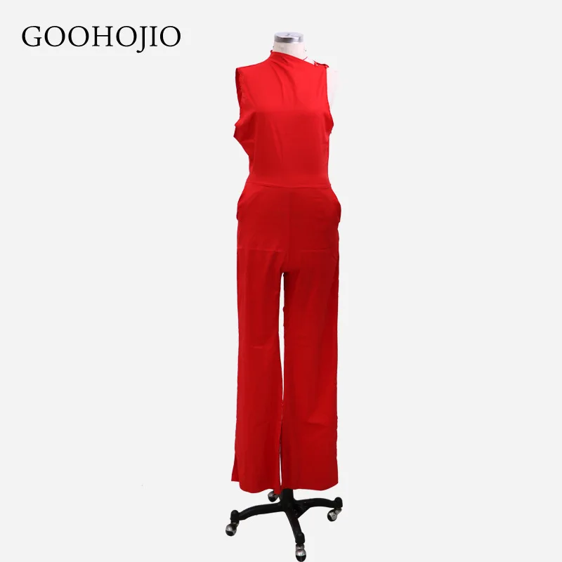 

GOOHOJIO 2021 Spring Autumn New Solid Color High Waist Jumpsuit Women Profession Temperament Women Jumpsuit Chic Rompers Women