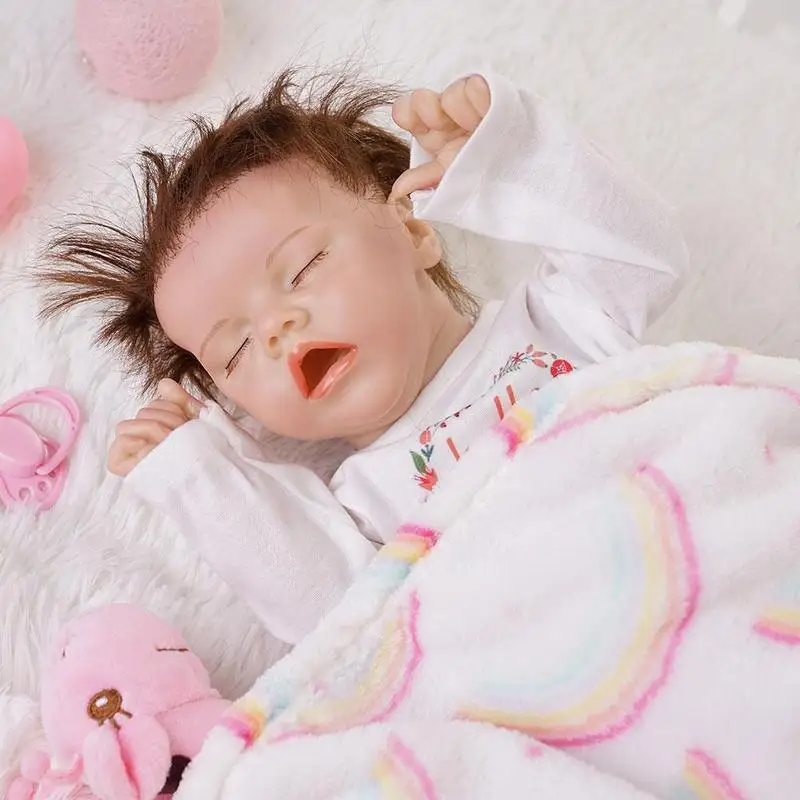 

17inch Reborn Baby Toddler Girl Very Soft Full Body Silicone Bath Toy Todder Lifelike Real Touch Cloth Body Baby For Gift