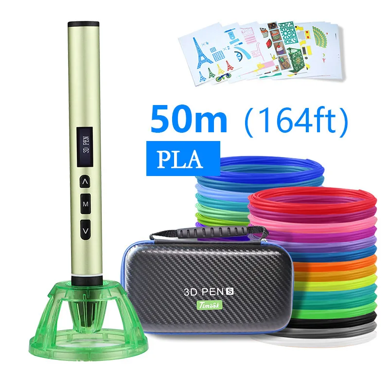 Myriwell 3d pen 3d ручка 3 д ручка 3d для рисования LED дисплей АБС/PLA нить 1.75 мм pla/abs пластик нить 3d печать ручка 3д ручку 3 д триде ручка 3d ручка Сделай сам подарок - Цвет: yellow and 50m  pla