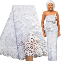 bestway new white lace fabric 5 yards 2021 african lace sequins embroidery french lace nigerian wedding asoebi sewing material