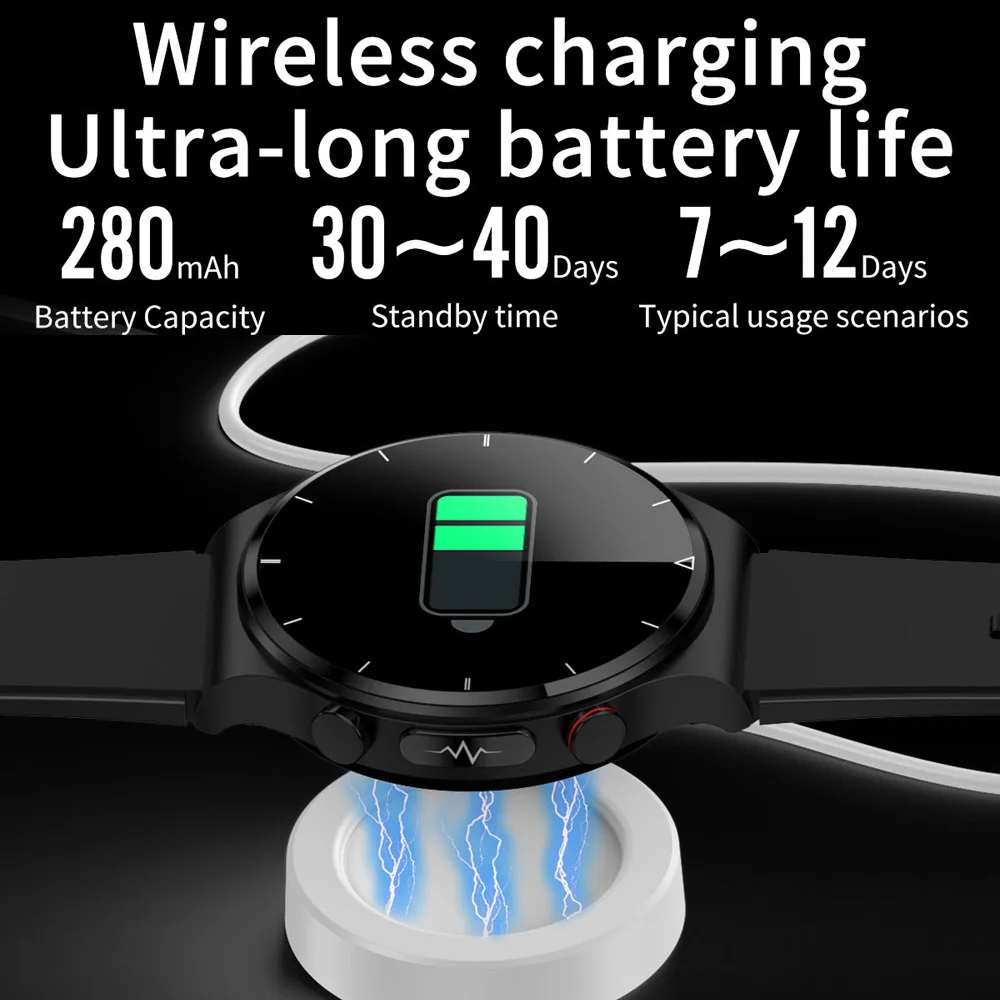 Ti Chip ECG Smart Watch Wireless Charging 1.32 Inches 360*360 Cycle Round Display Body Temperature Thermometer Spo2 Smartwatch |