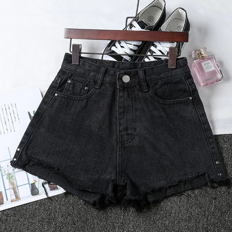 

Denim Shorts Women Sexy High Waist Buttons Pockets Slim Fit Shorts 2021 Summer Beach White