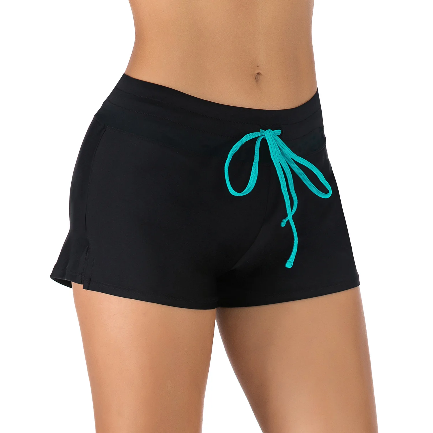 Женские Повседневные Дышащие широкие шорты с поясом Шорты для плавания разрезом