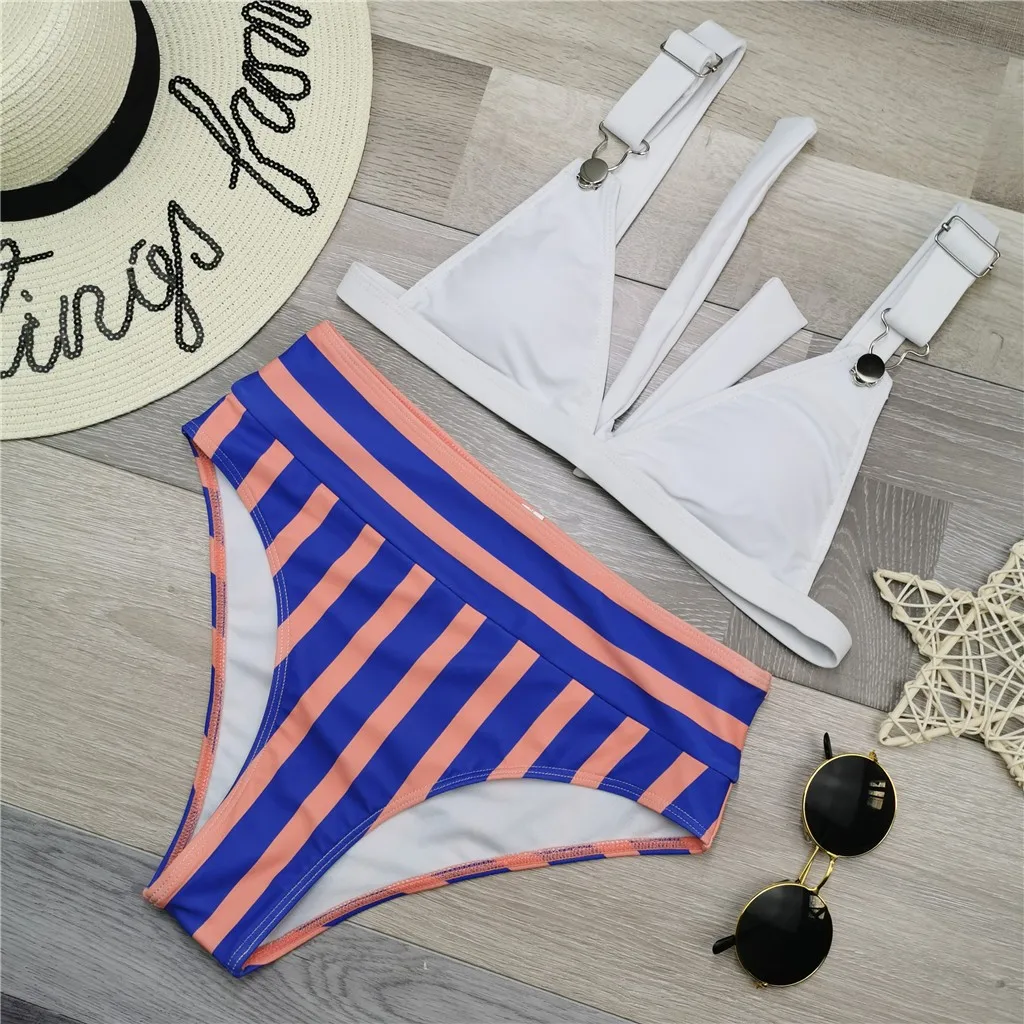 Женский купальник бикини пляжная одежда высокая талия сексуальный черный на