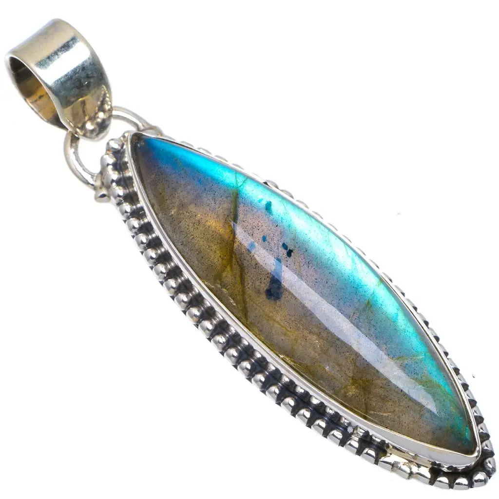 Подвеска из серебра 925 пробы в стиле панк с лабрадоритом и натуральным Синим