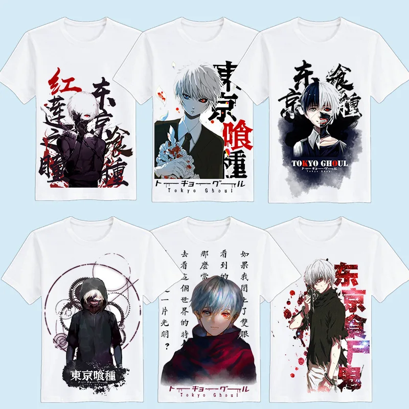 

Tokyo Ghoul Anime Manga T Shirt Japanese Anime Fashion Harajuku White Goth Clothing Cartoon Nice Loose T-shirt Men Cotton Tee