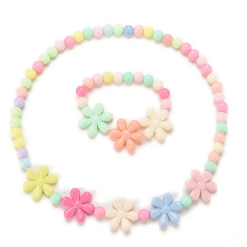 

1Set Fashion Baby Girls Flower Chunky Necklace Children Toddler Daughter's Birthday Jewelry Children's Accessories