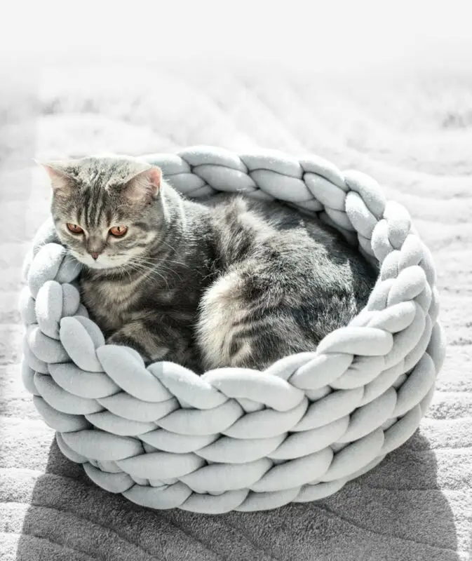 NEW 2019 Handmade Woven Cat Beds Mats Warm Soft Dogs Kennel Puppy Kitten Cave Basket Detachable Sleeping Bag DIY Pet House | Дом и сад